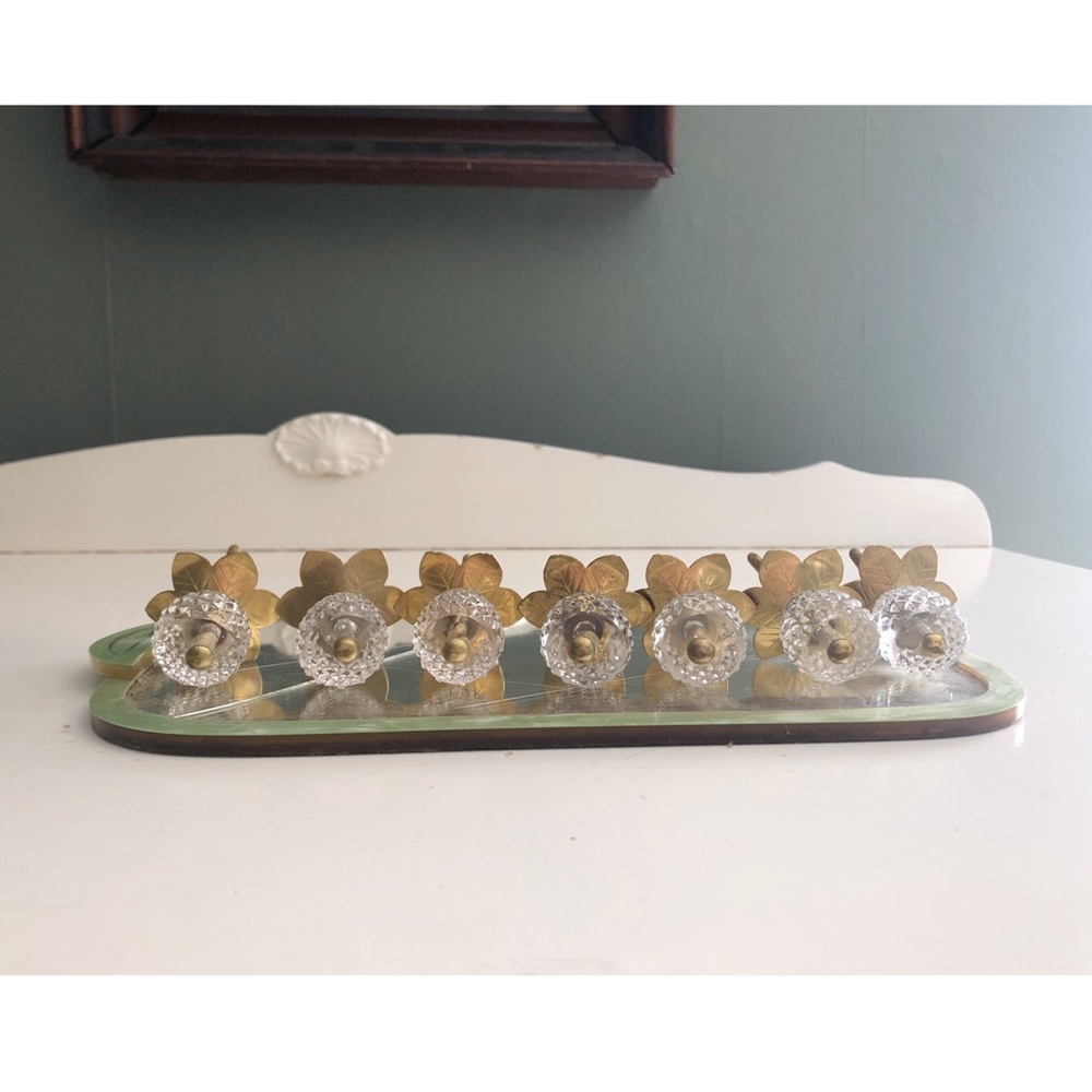 Anthropologie Floral Glass & Brass Knobs/Drawer Pulls Boho Cottage Core Set of 7